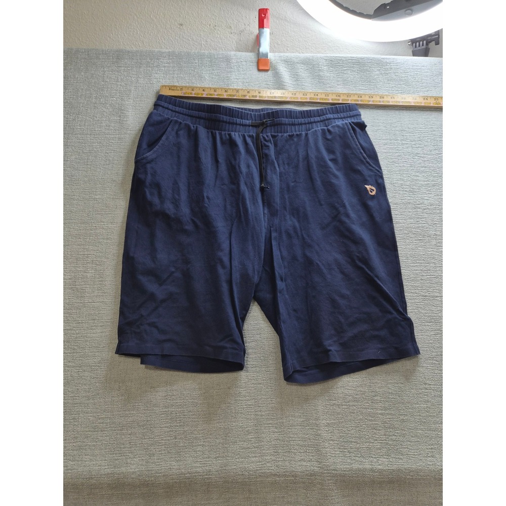 Baleaf Sports Athletic Shorts Mens 2XL Navy Blue Spellout Logo Casual Drawstring